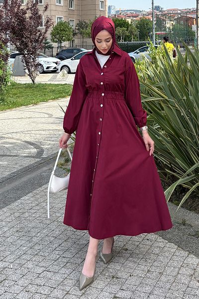 Tesettür Diyarı Women's Hijab Rapalin Dress - Burgundy