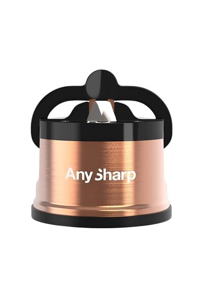 AnySharp Pro Copper Kitchen Knife Sharpener, Universal System, Vacuum Grip
