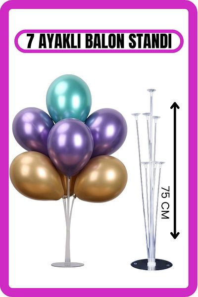 pellure 7 Balloon Stand Set - 75 cm Height Decorative Stand for Parties and Special Occasions