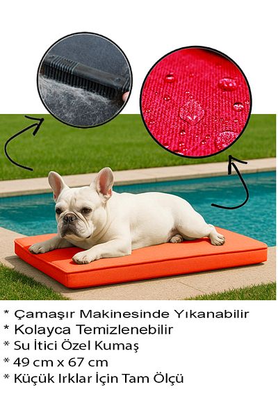 linapetshop Waterproof Outdoor Small Dog Bed with Zipper 49X67X7 cm