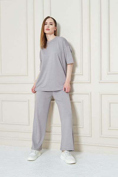 Zuzu Women's Plain Oversize Modal Fabric Short Sleeve Tracksuit Set