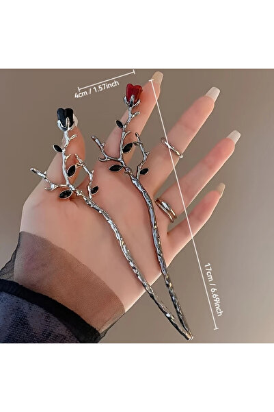 MİLALAZO Vintage Zarif Alaşımlı Gül Asması Dekorlu Saç Çubuğu, Gotik Stil Çin...