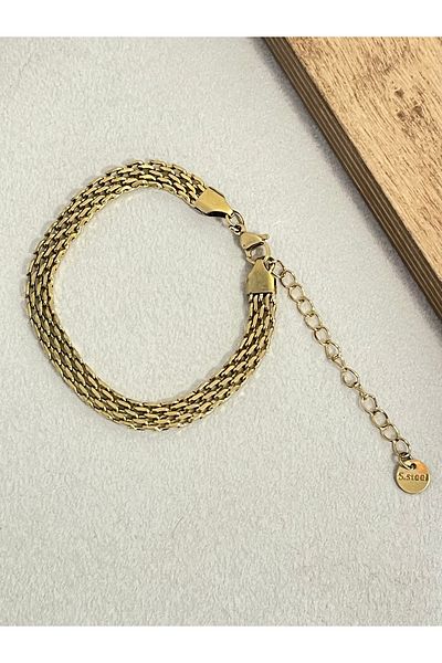 Rupen Kraft 316 L Surgical Steel Gold Model Wide Gold Stainless Tarnish Steel Bracelet