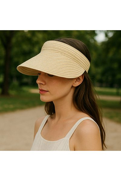 LAGRANZE Summer Straw Visor Women's Hat with Wide Brim