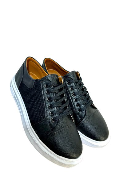 MerlitShoes Men's Black Lightweight Poly Stitched Sole Sports Shoes
