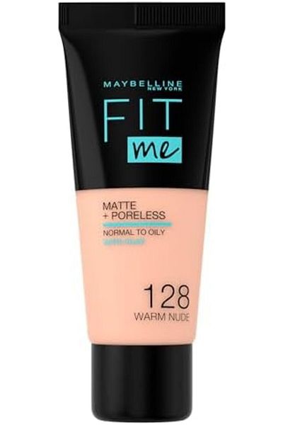 Maybelline New York Maybelline Fit Me Matte + Poreless Liquid Foundation – 30ml, Warm Nude 128, Beige, Normal Skin