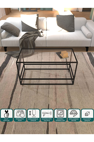 Mienmo Zen Orta Sehpa - Şeffaf Camlı 100 Cm