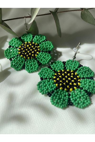 sabiha aksesuar Sand Bead Flower Earrings