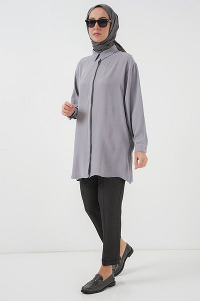 REKA MODA Long shirt tunic 5945 - gray