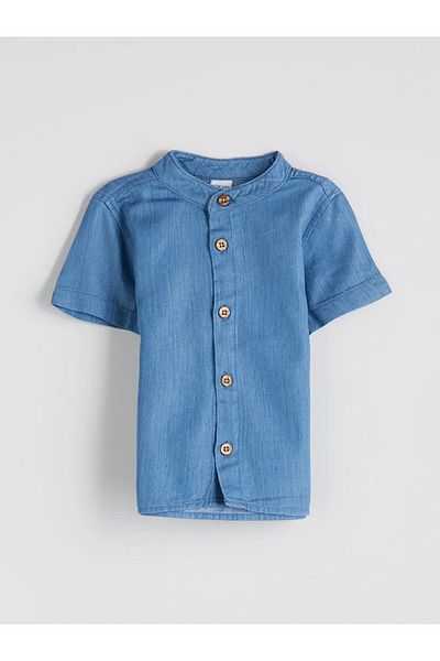LC Waikiki قميص وسروال قصير من الجينز باللون الأزرق من LCW baby Basic للأطفال الرضع مكون من قطعتين