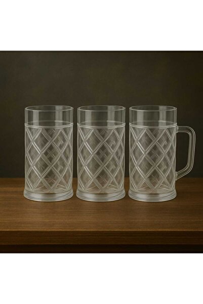 QuickStoq 3 Adet Polikarbon Kırılmaz Bardak 500 ml, Ayran Bardağı, Bira Barda...