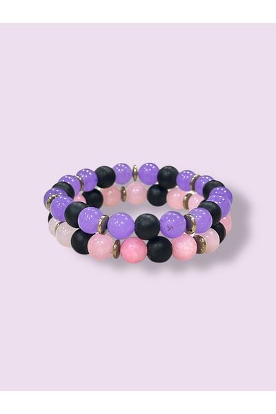 sleyshop Binary Pink Quartz Agate Friend Bracelet