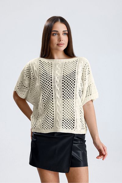 glztriko Women's Openwork Seasonal Hair Braid Patterned Cotton Blouse Knitwear Sweater Glz032