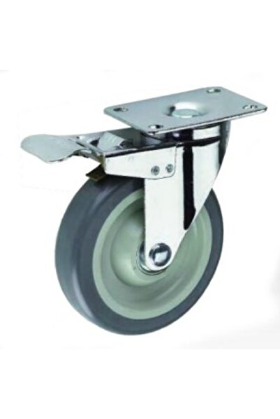 Venus Dsh Swivel Caster Wheel, Brake, Tpr Grey - 100 X 31 Mm