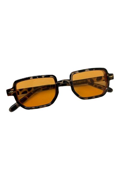 funeyes Lodin Leopard Frame Orange Glass Small Colored Glass Sunglasses Unisex