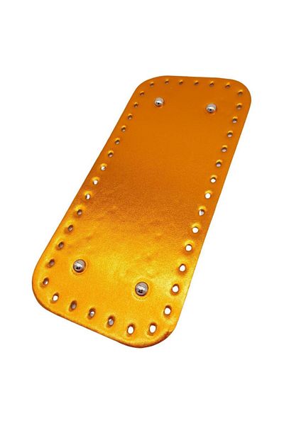 Nusrat Bilişim Geantă dreptunghiulară din piele lacuită strălucitoare 25x12 cm - culoare portocalie, bază metalică argintie