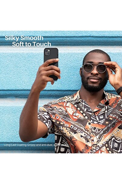 OEM Husa din silicon ultra-slim MATA cu microfibra pe interior, compatibila cu iPhone 13, Negru