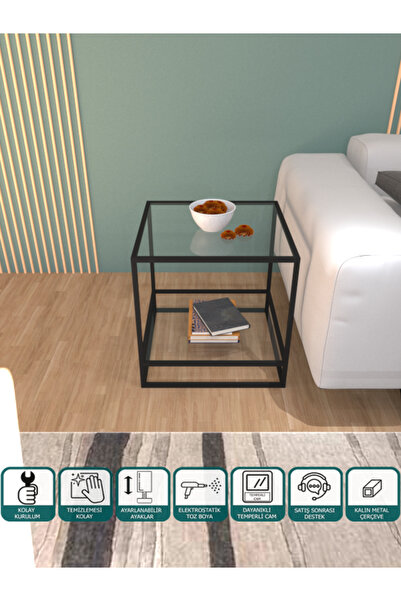 Lali Coffee Table Side Table Multi Shelf Sofa Table Double Glazed Transparent Glass