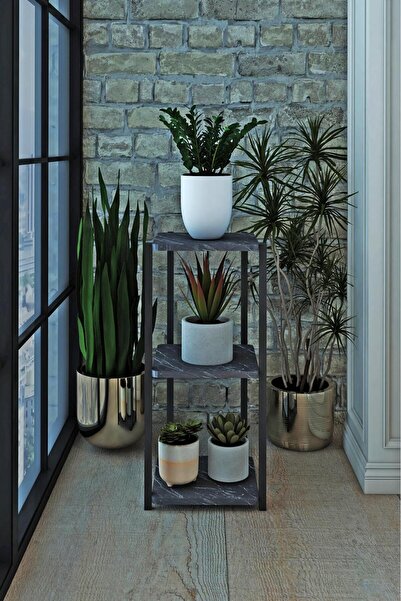 Mgr Office 3 Raflı Saksılık Çiçeklik Rafı Dekoratif Çok Amaölı Raf Stand Sehp...