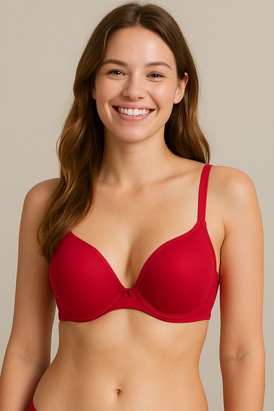 LİBELLA İÇ GİYİM Comfortable Basic Underwire Bra – Red Color - Supported Bra - Padded Bra - Red