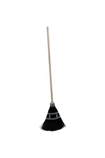 Venus Dsh Piassava Broom Double Metal Blade, Industrial Black Nylon, Wooden Handle