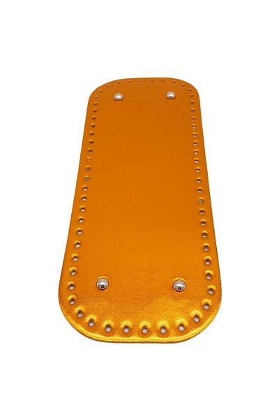 Nusrat Bilişim Geantă dreptunghiulară din piele lacuită strălucitoare 32x12 cm - culoare portocalie, bază metalică argintie