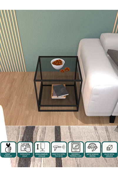 Lali Coffee Table Side Table Multi Shelf Sofa Table Double Glazed Smoked Glass