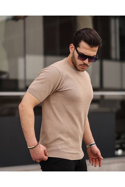 viperkombin Ανδρικό πλεκτό μπλουζάκι με ανάγλυφο σχέδιο κανονική εφαρμογή