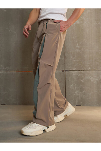 Sassafras By Styli Front Invert Pleat Baggy Parachute Pants