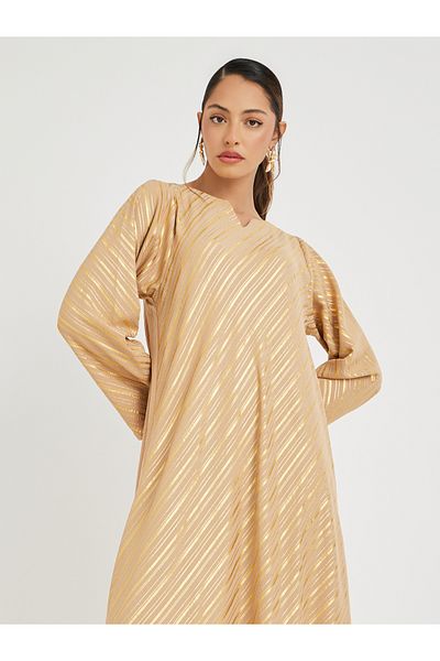 Styli Foil Print Notch Neck Jalabiya