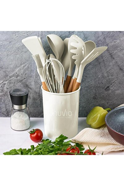 Onuvio Set de ustensile de bucătărie cu 12 piese, silicon alimentar, rezistent la căldură, antiaderent, Onuvio™ - Alb