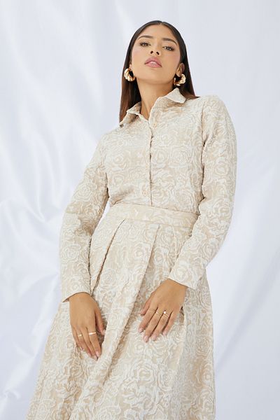 Styli Textured Buttoned Lone Sleeve Top