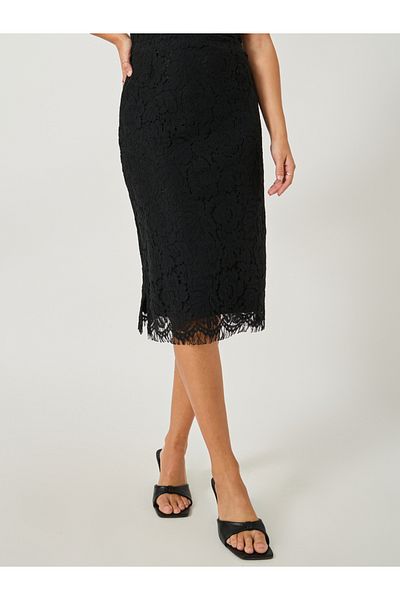 Styli Lace Pencil Midi Skirt with Lining