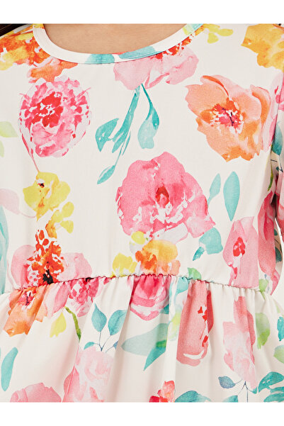 Styli Floral Print Short Sleeve Dress