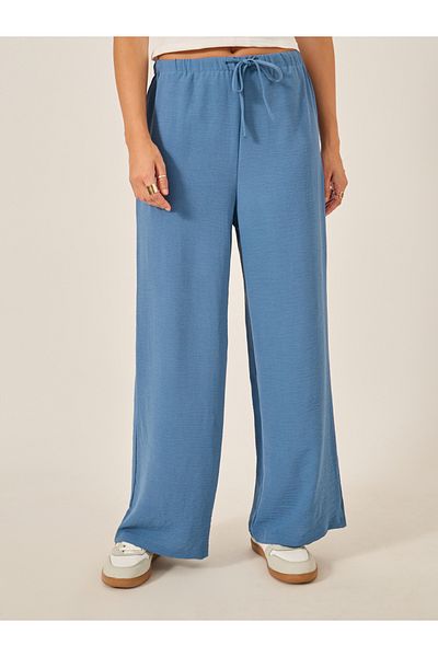 Styli Textured Drawstring Waist Wide Leg Pants