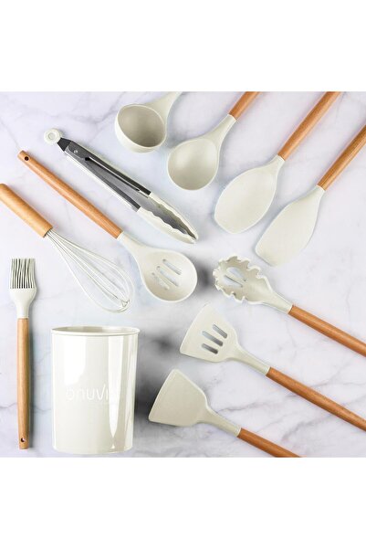 Onuvio Set de ustensile de bucătărie cu 12 piese, silicon alimentar, rezistent la căldură, antiaderent, Onuvio™ - Alb