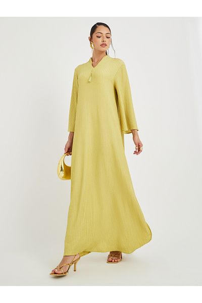 Styli Textured Jalabiya with Tassel Detail