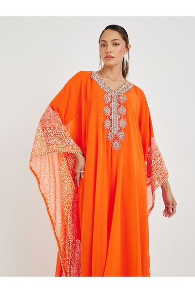 Maxim Creation By Styli Printed Georgette Kaftan with Handwork Detail