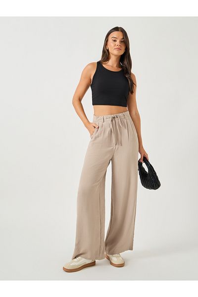 Styli Beige Relaxed Fit Cullotte Pants