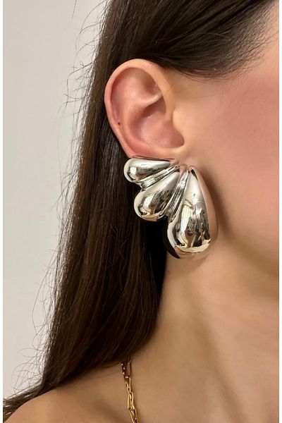 luxyansımalar Big Silver Drop Earrings