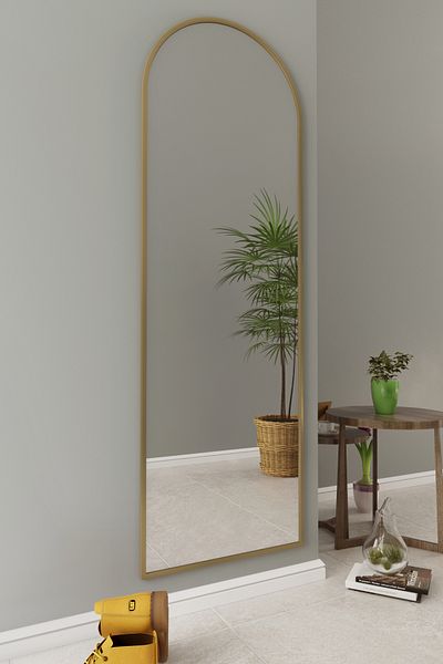 Marsah Home Oglinda de perete semiovala 180x60 Cm Auriu