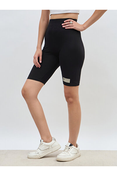 Styli Solid Cycling Shorts with Badge Details