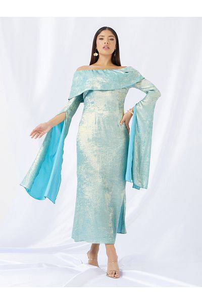 Styli Off Shoulder Long Sleeves A-Line Maxi Dress