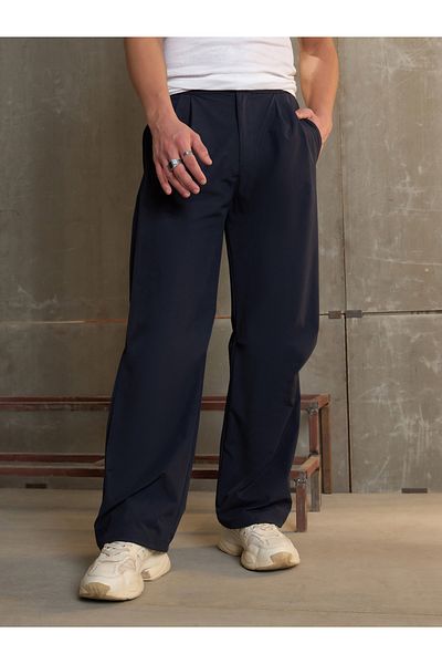 Sassafras By Styli Solid Front Pleated Baggy Parachute Pants