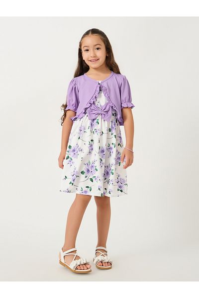 Styli All-Over Floral Print Strappy Dress with Shrug