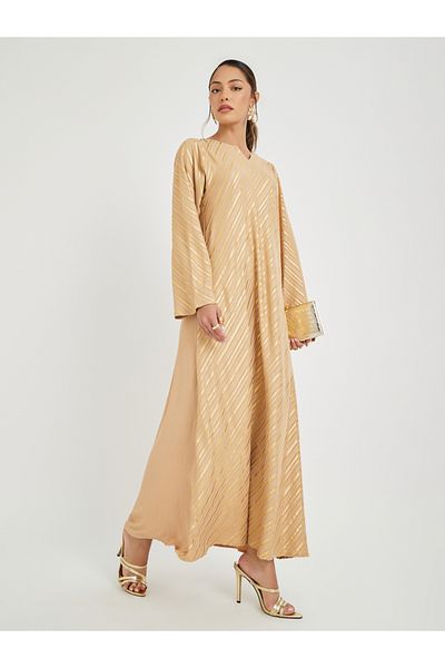 Styli Foil Print Notch Neck Jalabiya