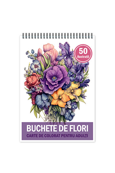 Legendary Gifts Carte de colorat pentru relaxare și antistres, 50 de ilustrații, Buchete de flori, format A4