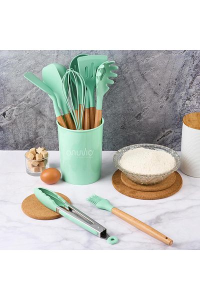 Onuvio 12-piece kitchen utensil set, Food-grade Silicone, Heat-resistant, Non-stick, Onuvio™ - Mint Green