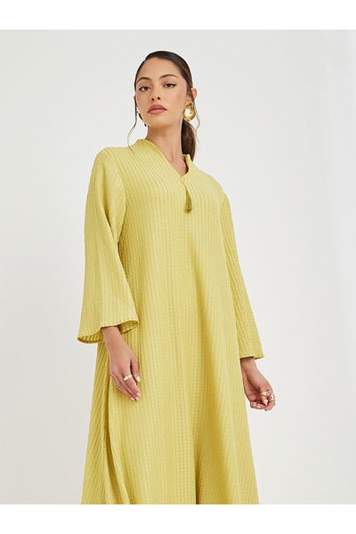 Styli Textured Jalabiya with Tassel Detail