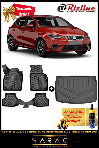 Rizline Seat Ibiza 2022 ve Sonrası Havuzlu Paspas & ÜST Bagaj Havuzu Seti+HED...